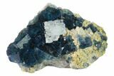 Cubic, Blue-Green Fluorite Crystals on Quartz - China #138074-1